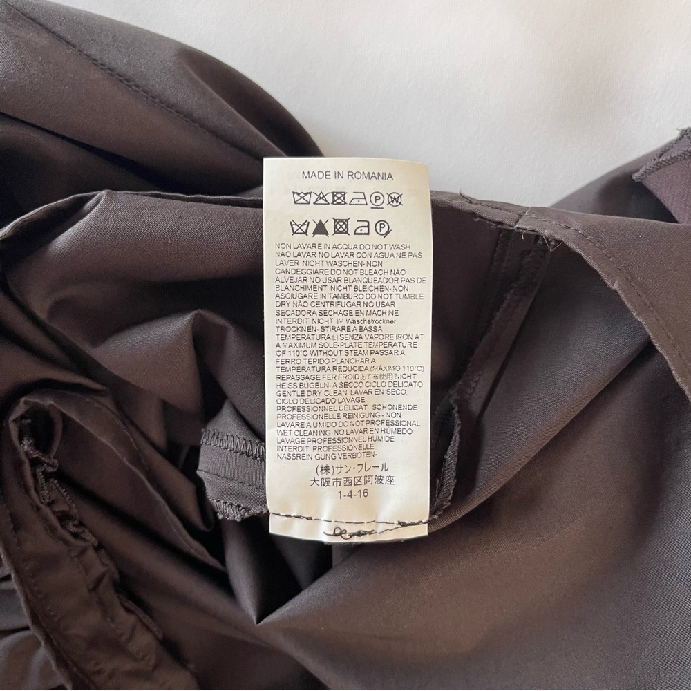 Les Copains Ruffle Brown A Line Dress Cotton 42 M - Picture 13 of 14